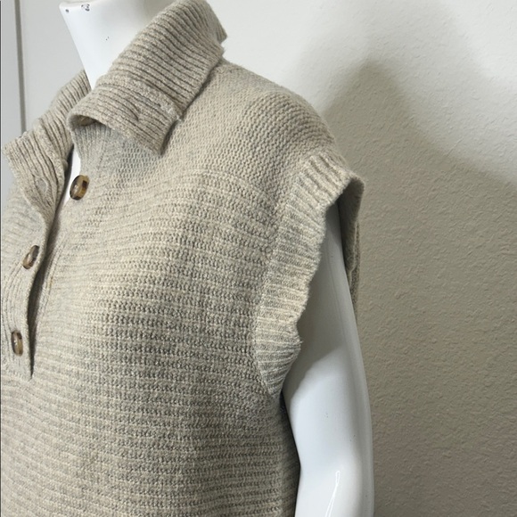 Lush Taupe V-Neck Sweater with Button Accents - Picture 3 of 10